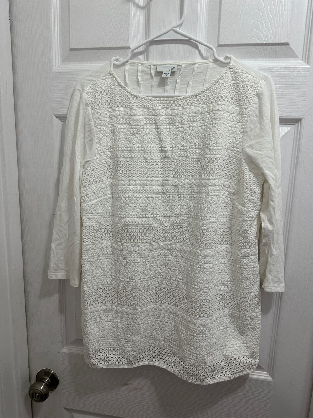 J. Jill White Eyelet Textured Top